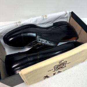 NIB Alden 971 Straight Tip Blucher Black Calf Cap Toe Derby Made USA 8.5 Wide E